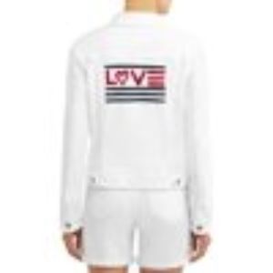 👑Ladies "love" White Denim Jacket